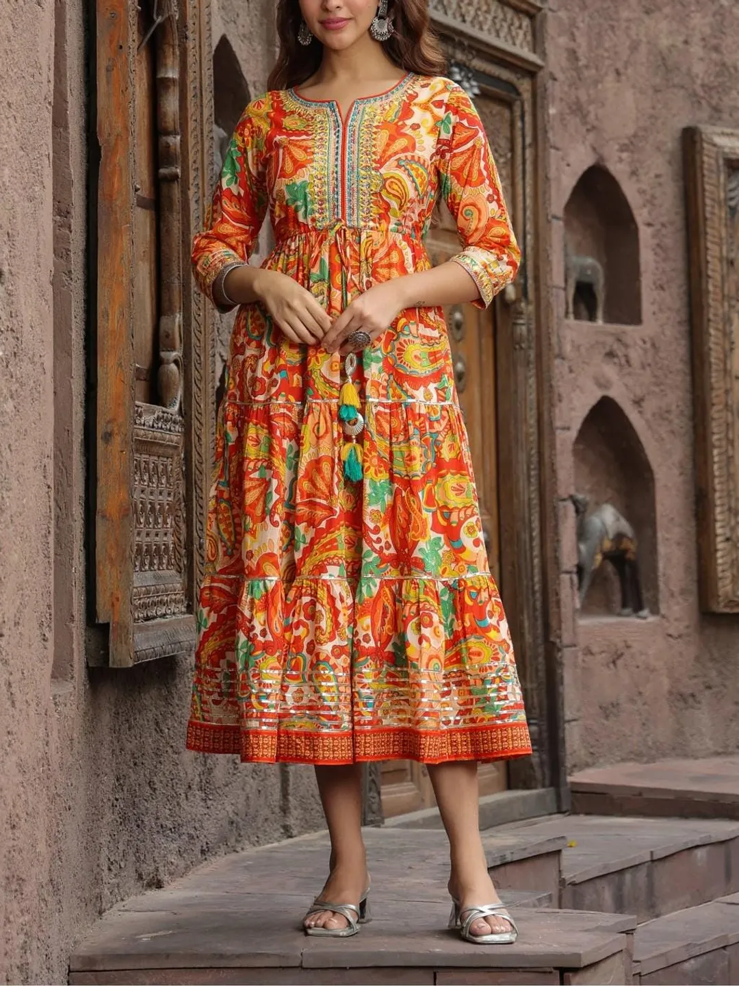 indian cotton block print dress Indigo Block Print Dress