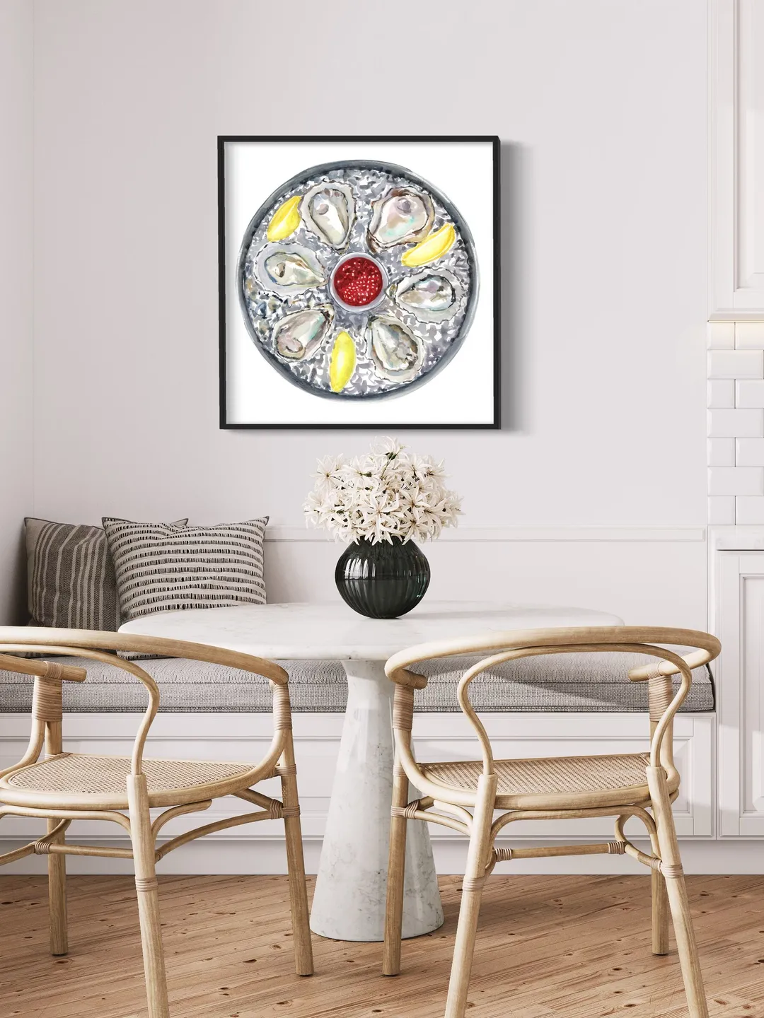 Oyster Coastal Watercolor Print, Watercolor Oyster Seafood, Modern ...