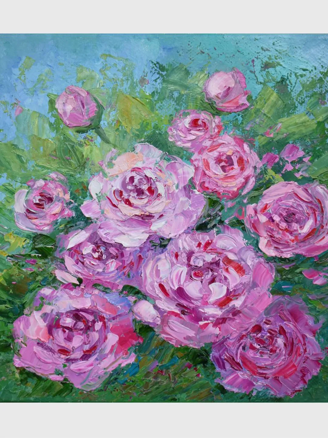 Peony oil painting Flower artwork Pink Peones wall art Froral Original Art by Juliya JC
