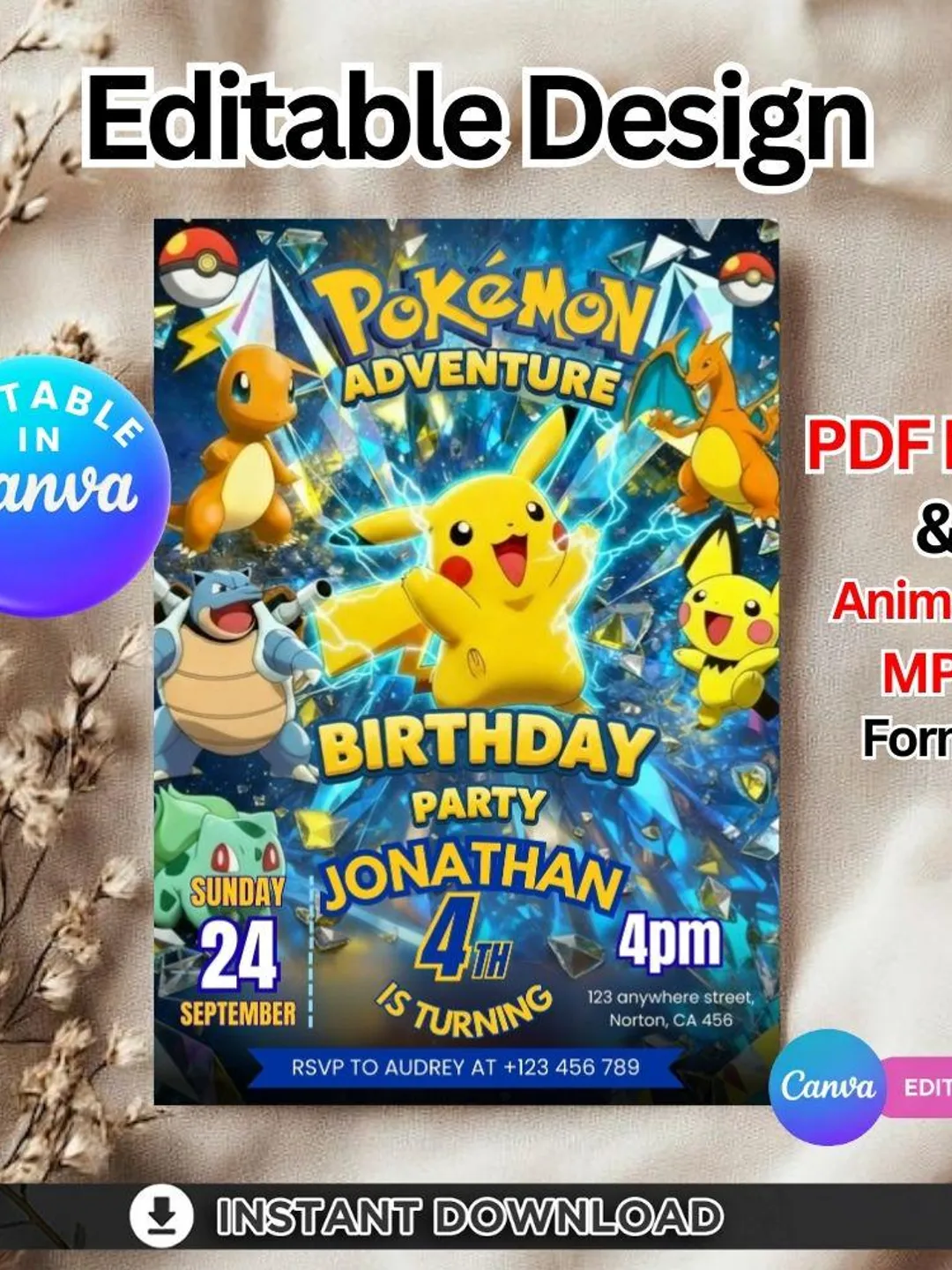 pikachu birthday pokemon card Sharing exclusive full art custom Lightning Rarity _____'s Pikachu (Wizards Promo 24)