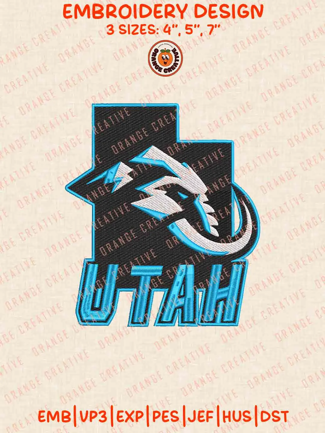 Utah Mammoth NHL Logo Embroidery Files, Cute Sport Teddy Bear Embroidery Designs, NHL Hockey Team, Utah Mammoths Designs, Digital Download