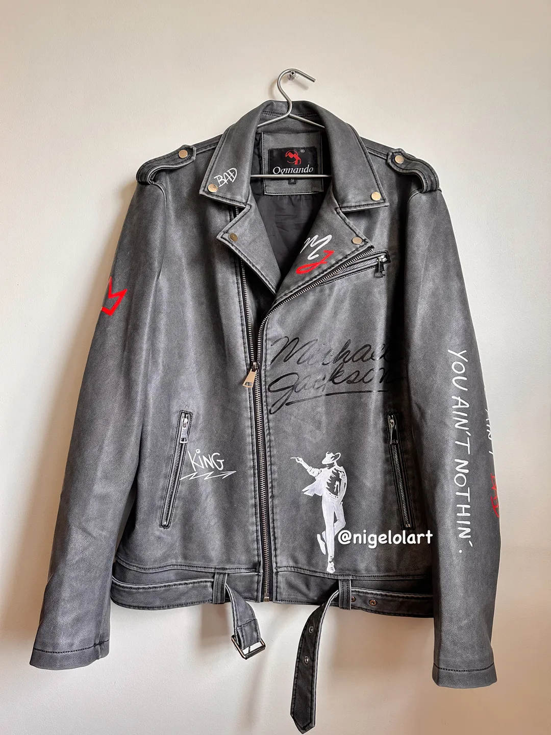 Painted leather jacket Michael Jackson Custom gifts King of pop Mj