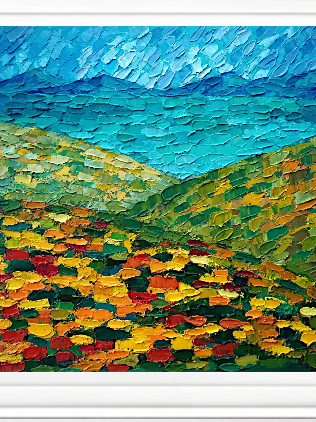 Poppy Painting Impasto Original Art Abstract Landscape Painting On Canvas Poppy Field Art Meadow 16"x 20" By Colibri Art