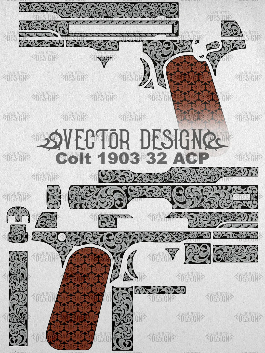 VECTOR DESIGN Colt 1903 32 ACP Classic scroll