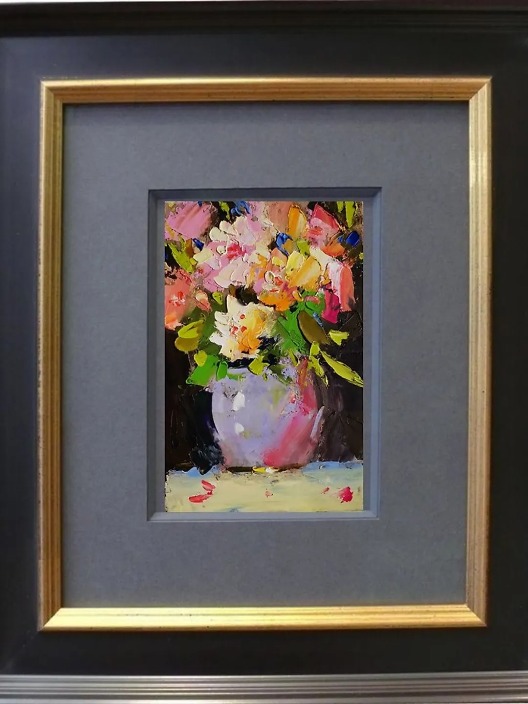 White Peonies Painting Original Art Small Impasto Oil Painting 掛畫 手工油畫
