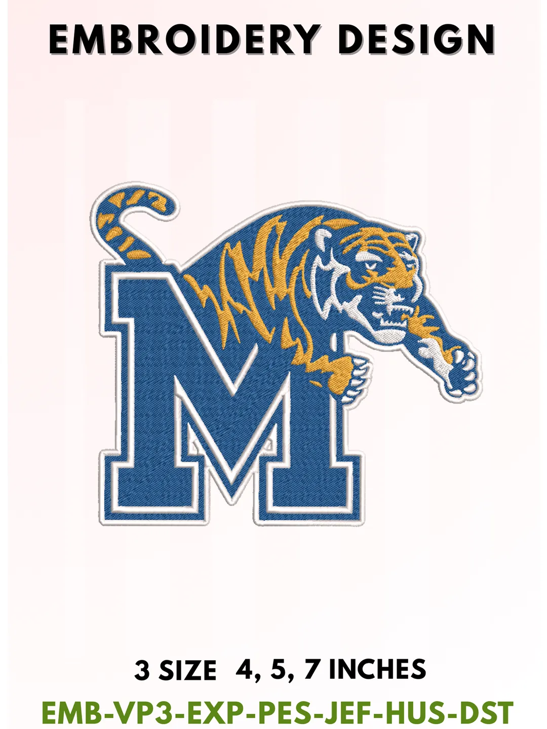 Tiger Football Embroidery Design, College Sports Embroidery Files, Sports Machine Embroidery Files, 3 Sizes, Instant Download