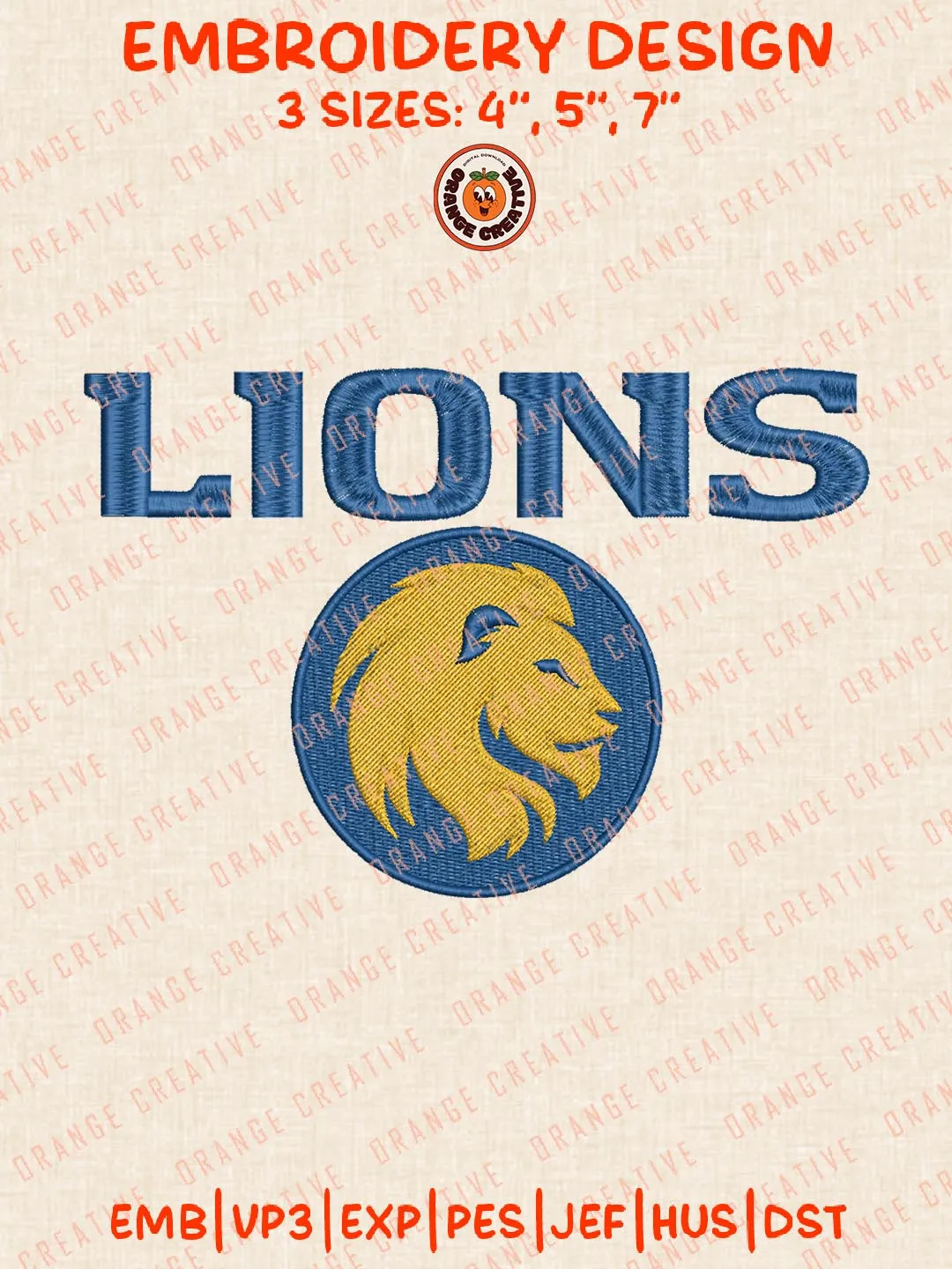 NCAA Lions Team Embroidery Design, NCAA East Texas A&M Lions Logo Embroidery Design, Machine Embroidery Design File, 4 Sizes, Digital Download