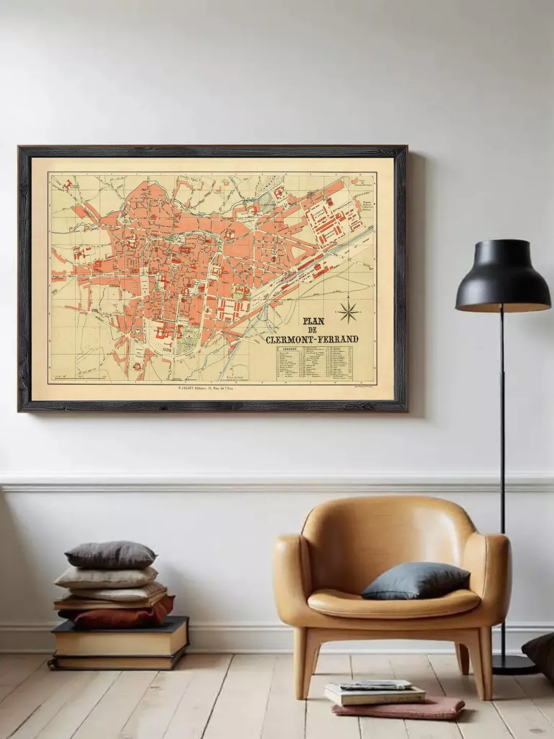 Clermont-Ferrand France Vintage Map 1893 | Antique Wall Art Print