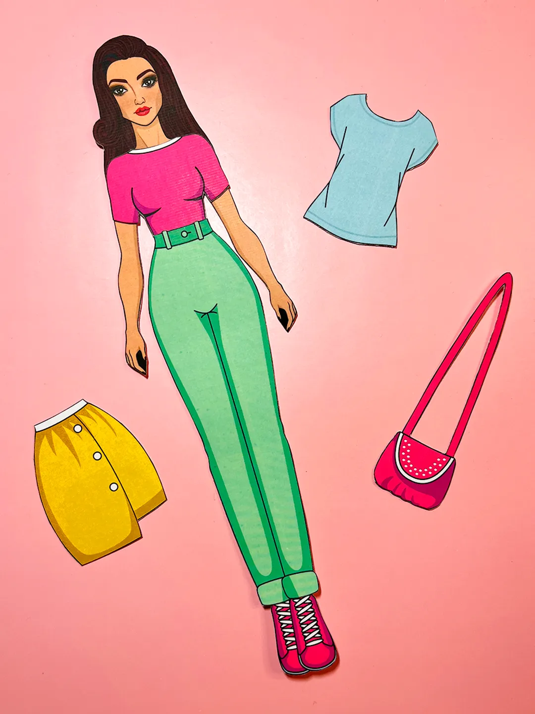 Paper doll with summer clothes