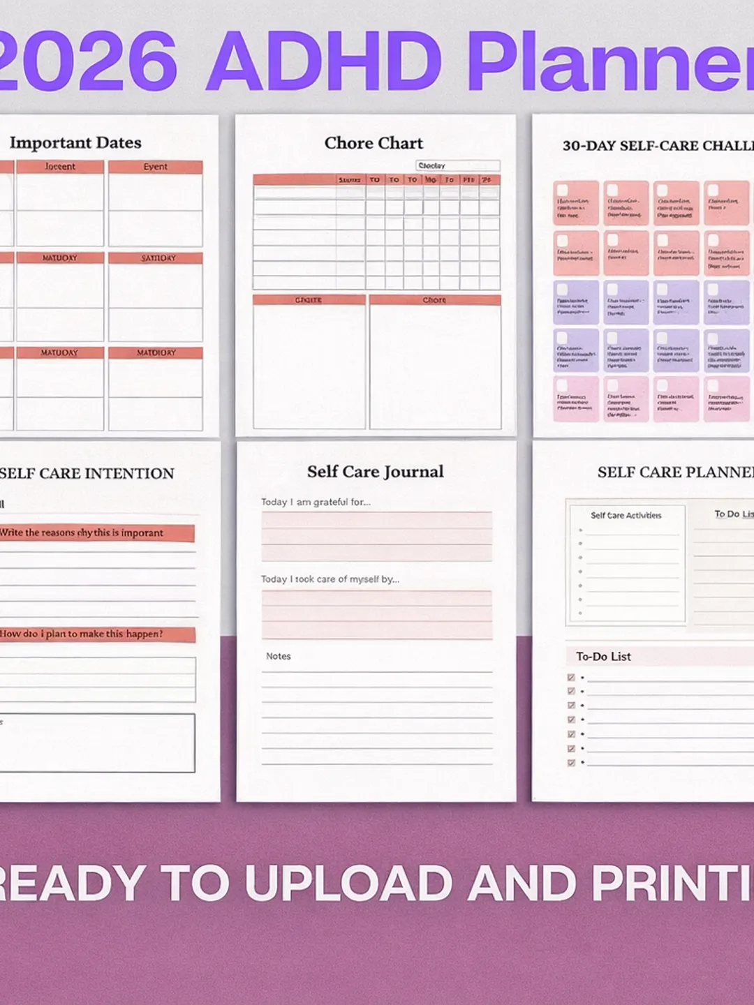 2026 ADHD Planner Canva Template | Daily Weekly Monthly Planner ...
