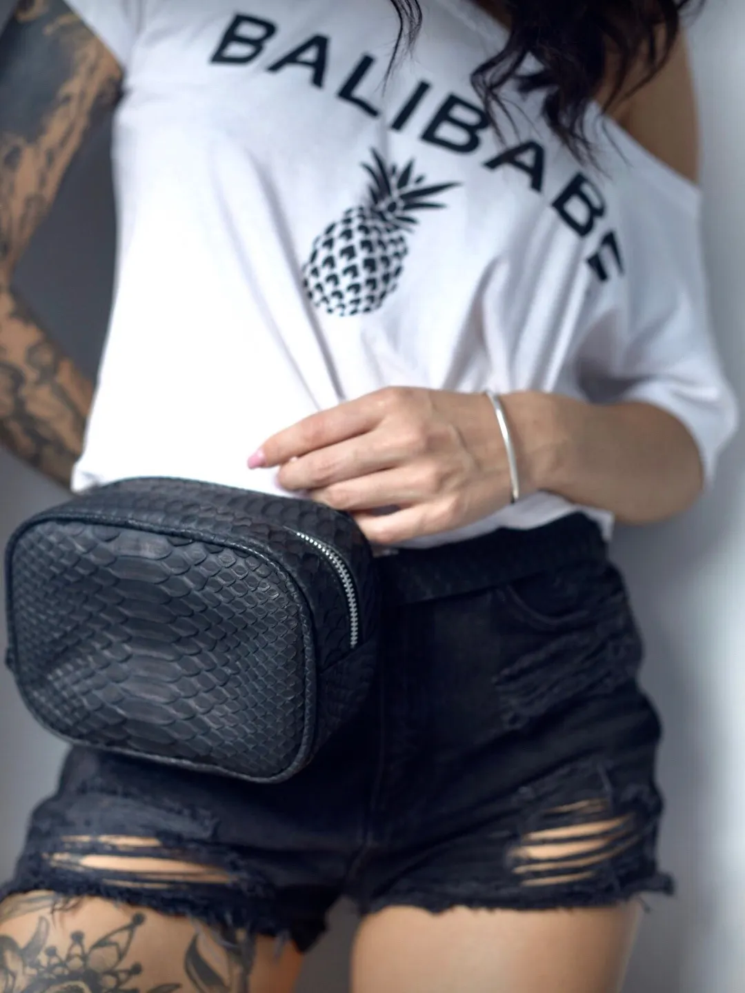 Fanny pack Genuine Python Skin handmade black bag |  Exotic Leather Belt Bag for Women | Minimal Hip Bag| bum bag | Black  belt bag Snake