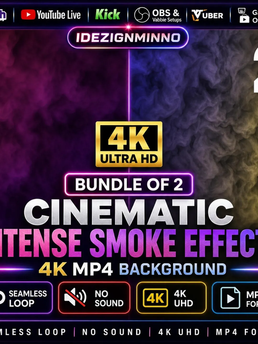 Bundle of 2 Cinematic Intense Smooth Smoke Effects | Seamless Loop ...