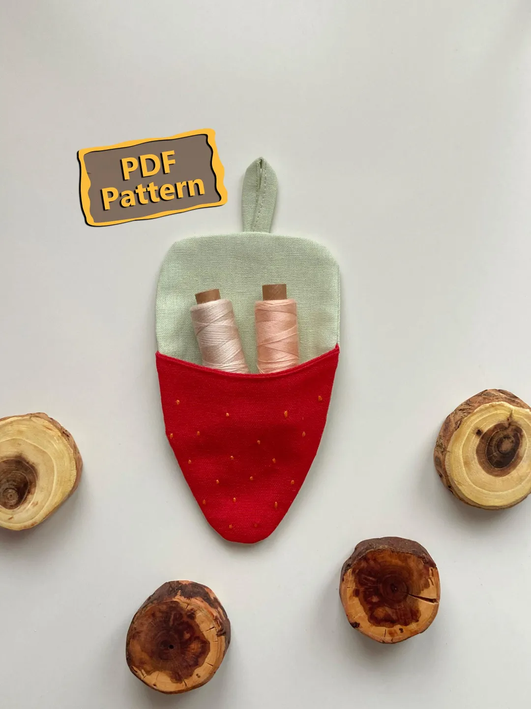 Strawberry Wall Pocket Organizer Sewing Pattern PDF - Fillable Fabric Berry, Home Decor & Summer