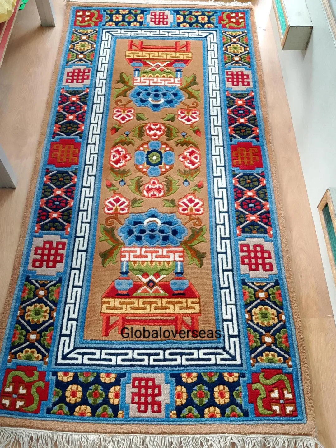 Handmade Tibeten Dragon Wool Rug: Traditional Meditational Carpet, and Living Room Rug