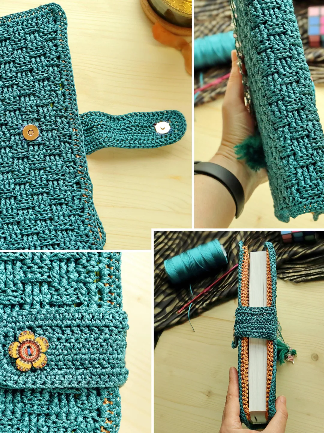 Crochet Book Cover Pattern: Basket Weave, Magnetic Strap Closure (PDF ...
