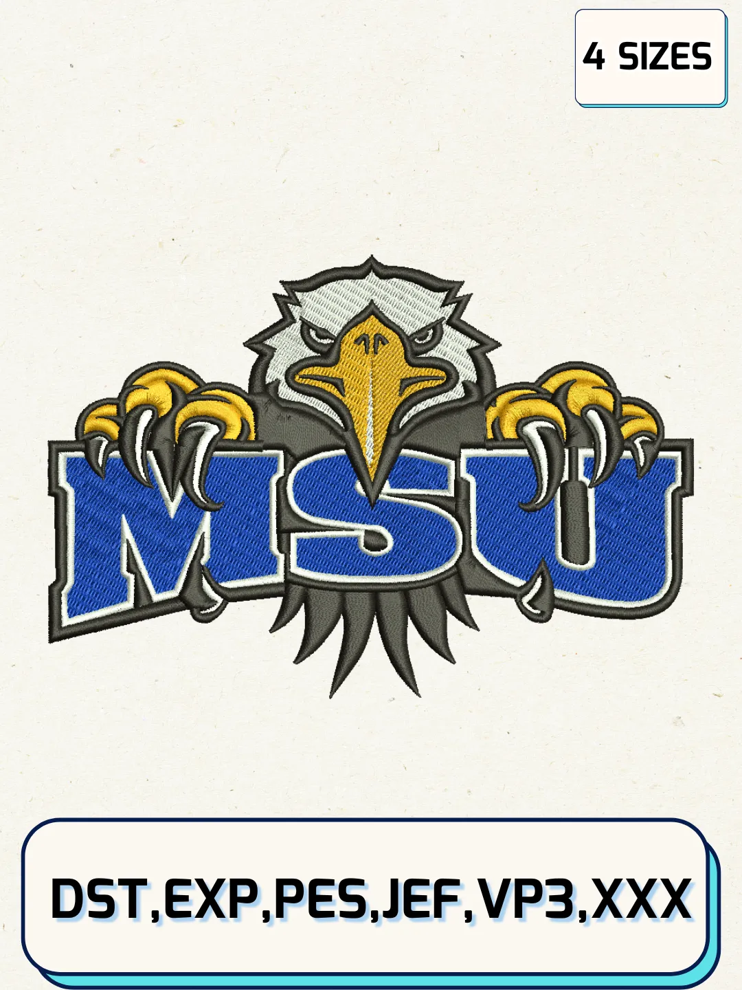 Morehead State Eagles Logos Embroidery Design Files, NCAA Logos Embroidery Designs, Machine Embroidery Files, 4 Sizes
