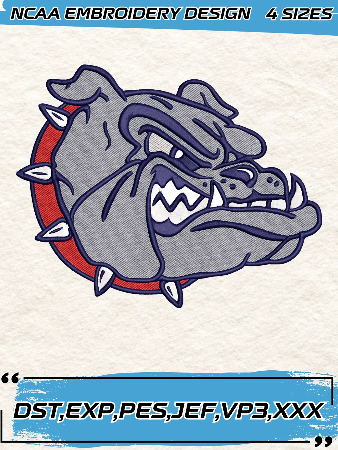 Gonzaga Bulldogs Alternate Logos Embroidery Design,NCAA Logo Embroidery Design,Machine Embroidery Design File,4 Sizes, Digital Download