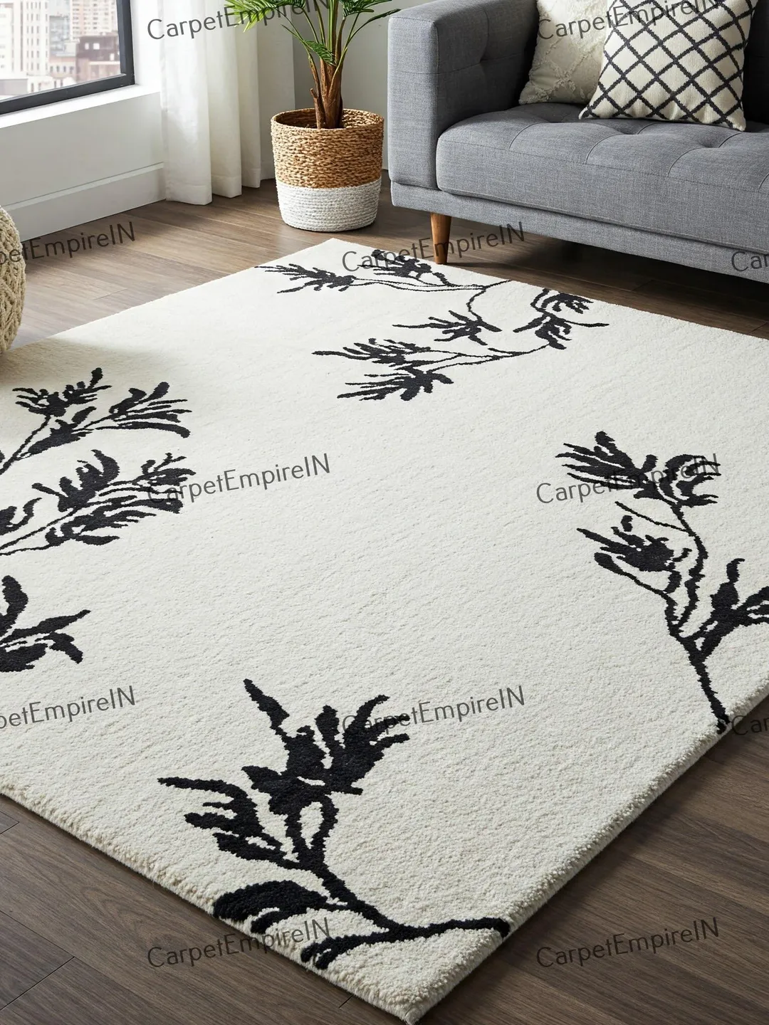 Buy Area rug, Black Hand-Tufted Area Rug – Soft Plush, Organic Shape ...