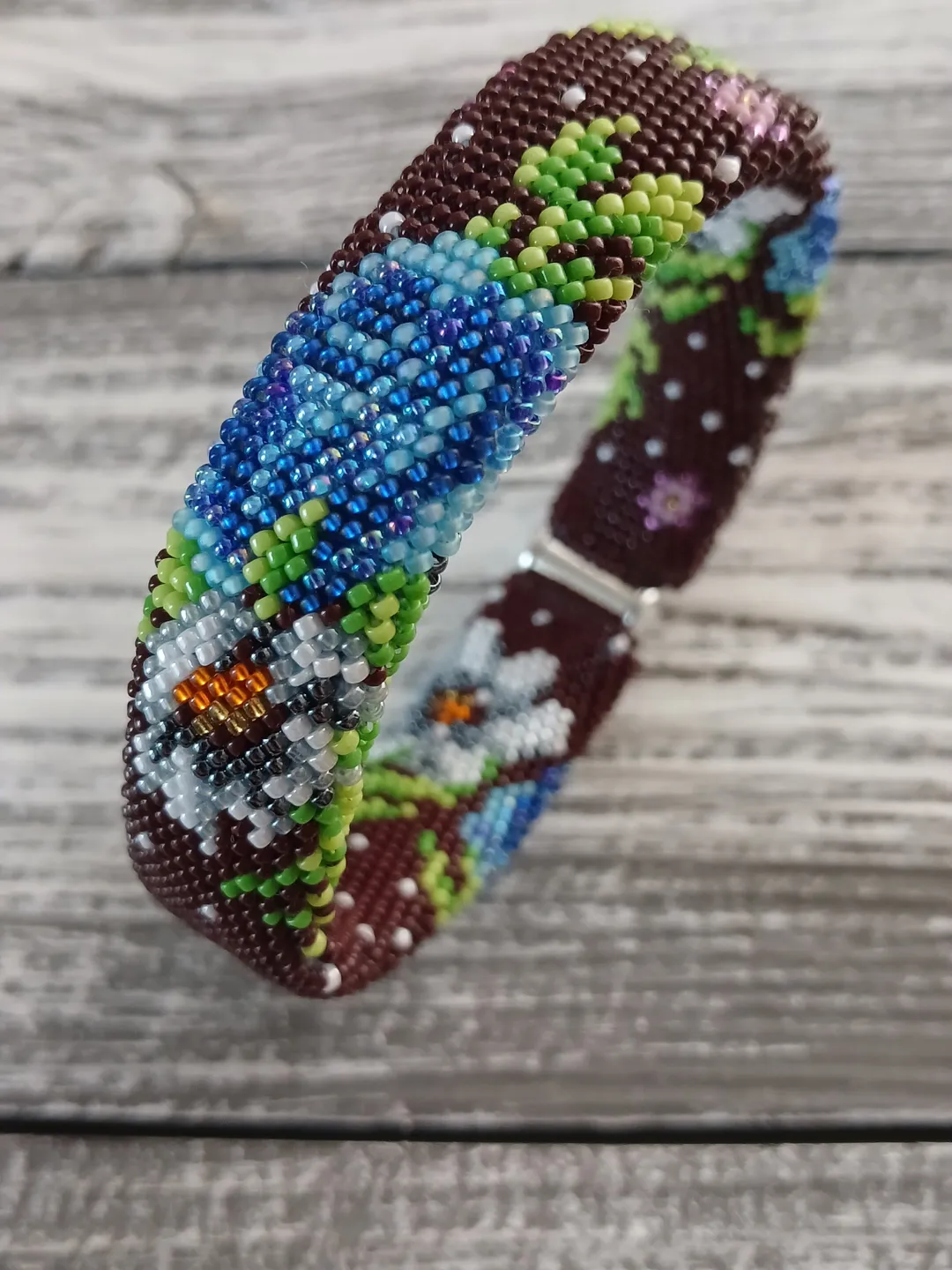 Glass Seed Bead Crochet Bracelet , Beaded Bracelet