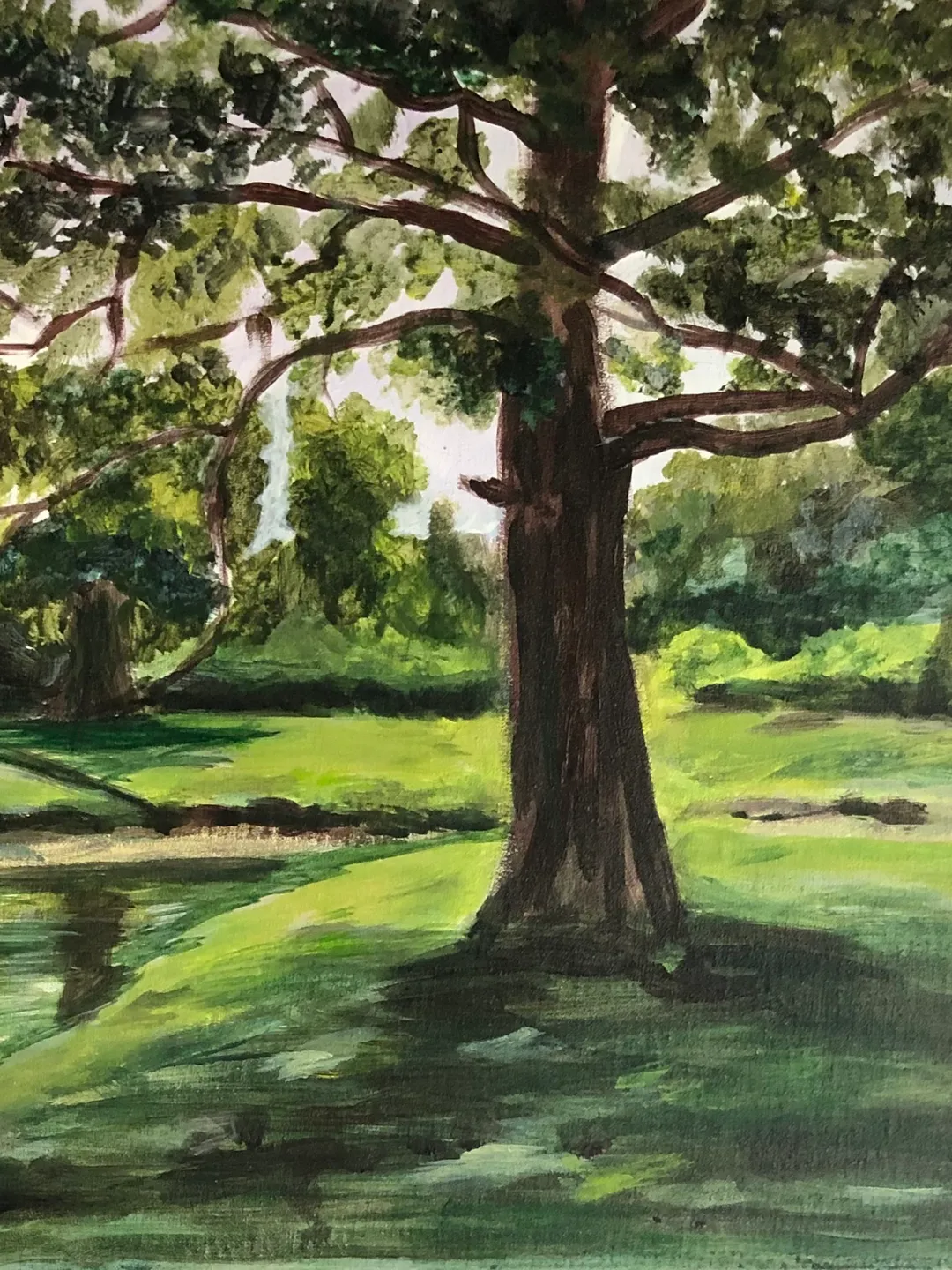 Old oak wall art modern artwork landscape 12 by 16 inches original acrylic painting hand painted