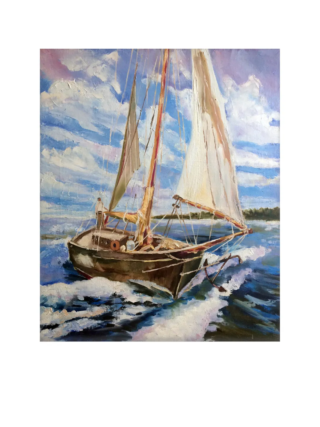 Sailboat painting, Original Seascape oil painting on canvas