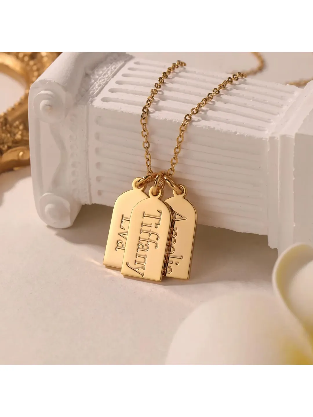 Personalized Engraved Charm Necklace • Custom Name Pendant Necklace • Family Name Necklace • Engraved Initial Necklace • Customized Gift For Her