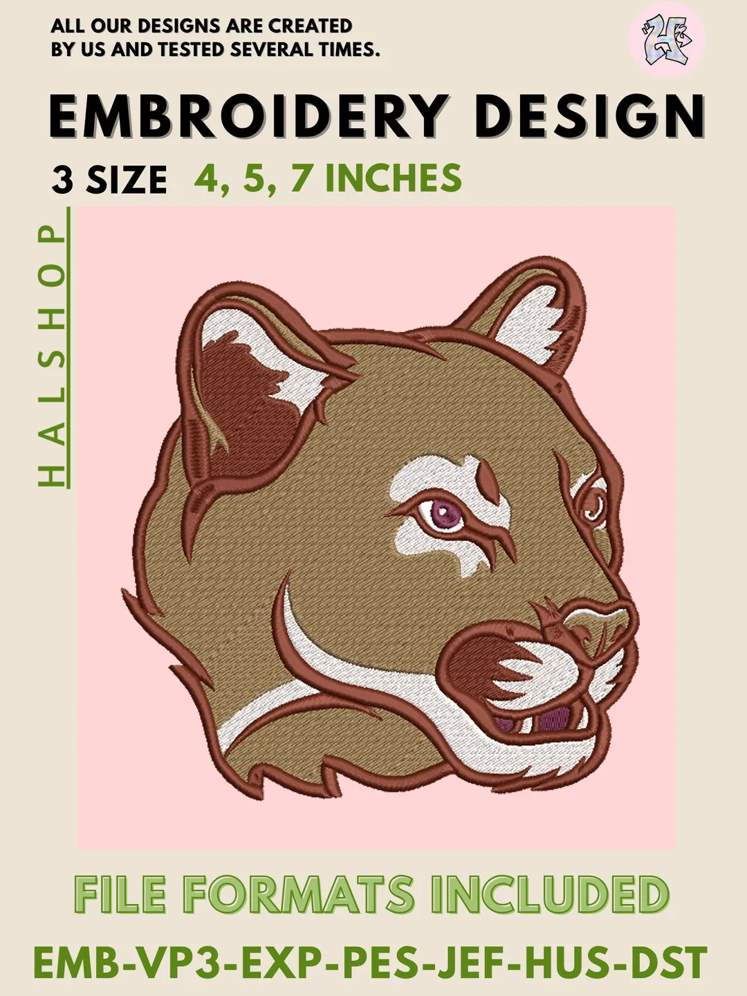 Charleston Cougars NCAA Team Funny Mascot Logo Embroidery Design Files – College Sports Machine Embroidery, 3 Sizes, Digital Instant Download