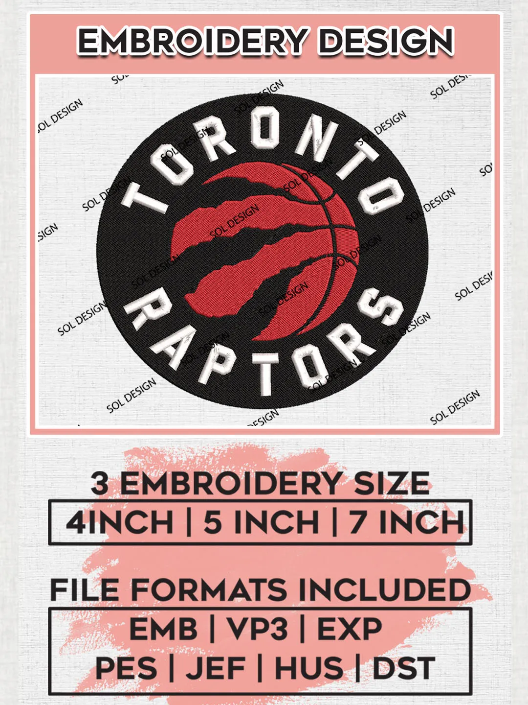 Toronto Raptors Pattern Toronto Raptors Embroidery Designs, NBA Logo Embroidery Files, NBA ...
