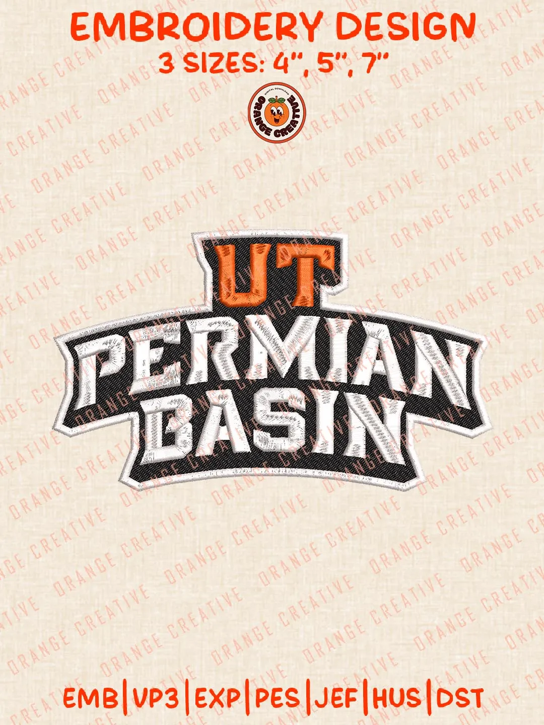 UT Permian Basin Embroidery Design, NCAA UTPB Falcons Team Logo Embroidery Design, Machine Embroidery Design File, 4 Sizes, Custom Size, Digital Download