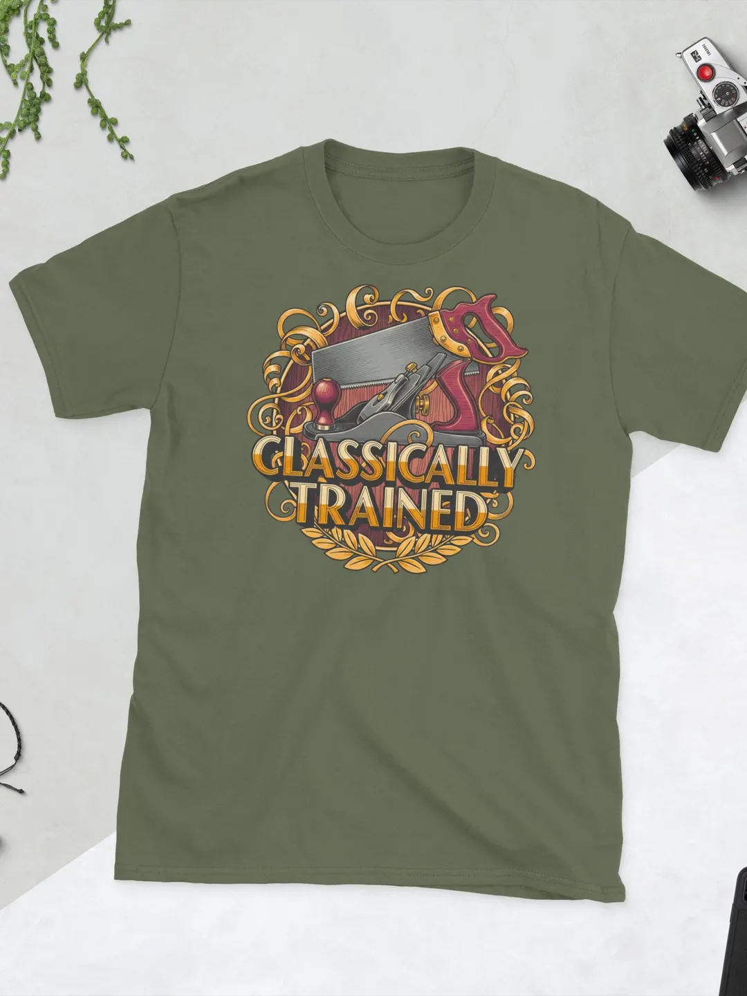 Classically Trained Woodworking Shirt - Hand Tool Woodworker Gift - Vintage Style Carpenter Tee - Artisan Joinery Design