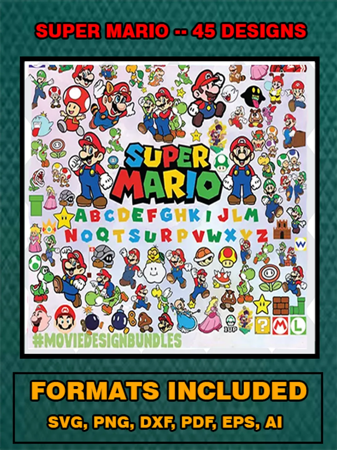 45 Super Mario SVG Bundle, Mario Cut Files, Mario Clipart, Super Mario ...