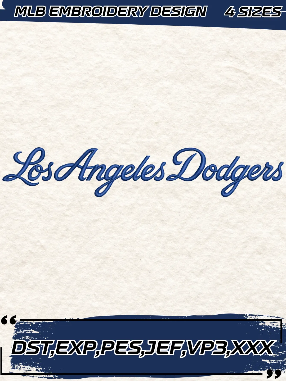 Dodgers Baseball Embroidery Design - Wordmark Logo - Machine Embroidery File