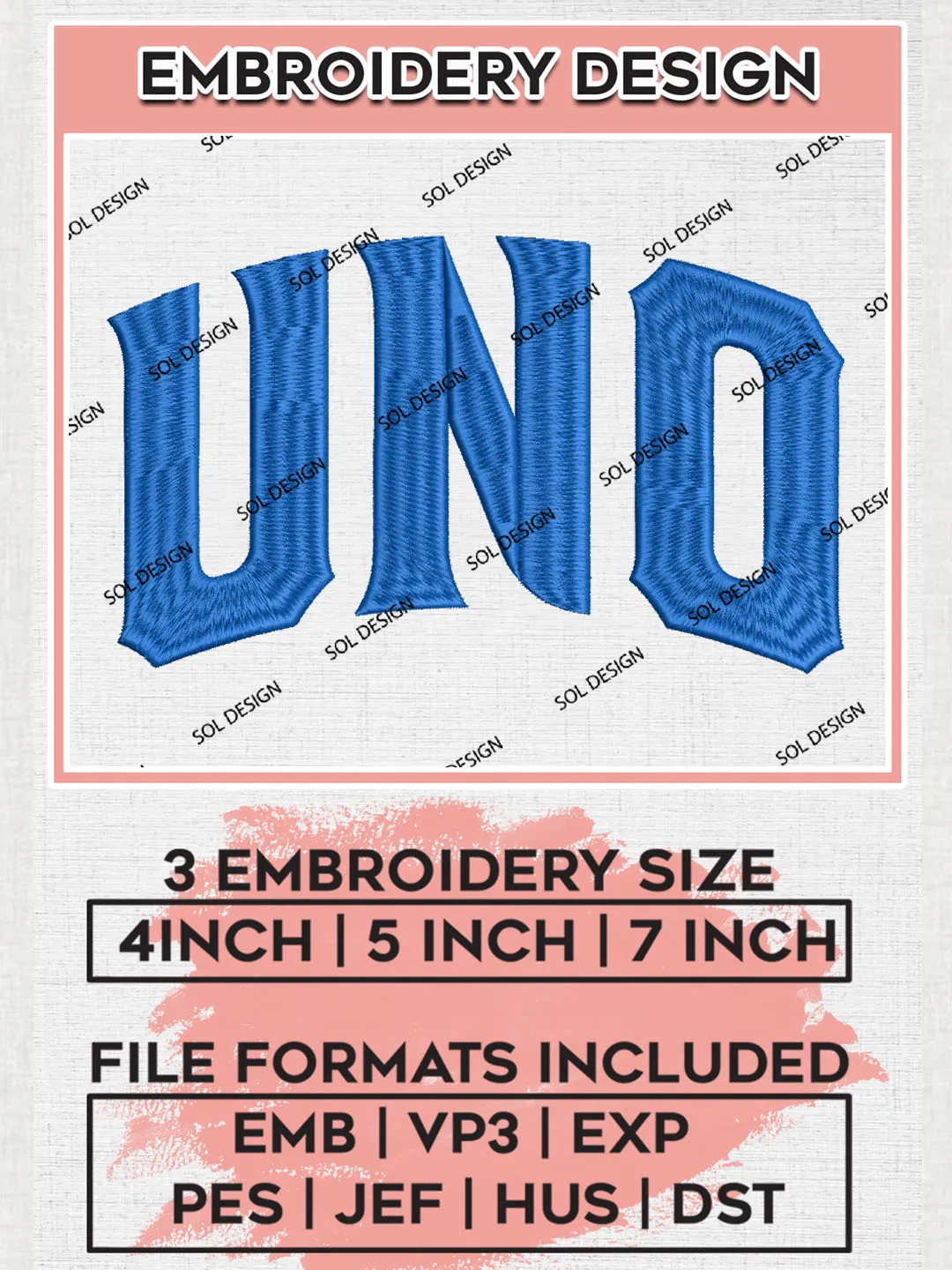 UNO Privateers Team Logo Embroidery Design Files, NCAA New Orleans Privateers Machine Embroidery, NCAA Teams, Game Day, 3 sizes, NCAA Machine embroidery designs, Digital Download