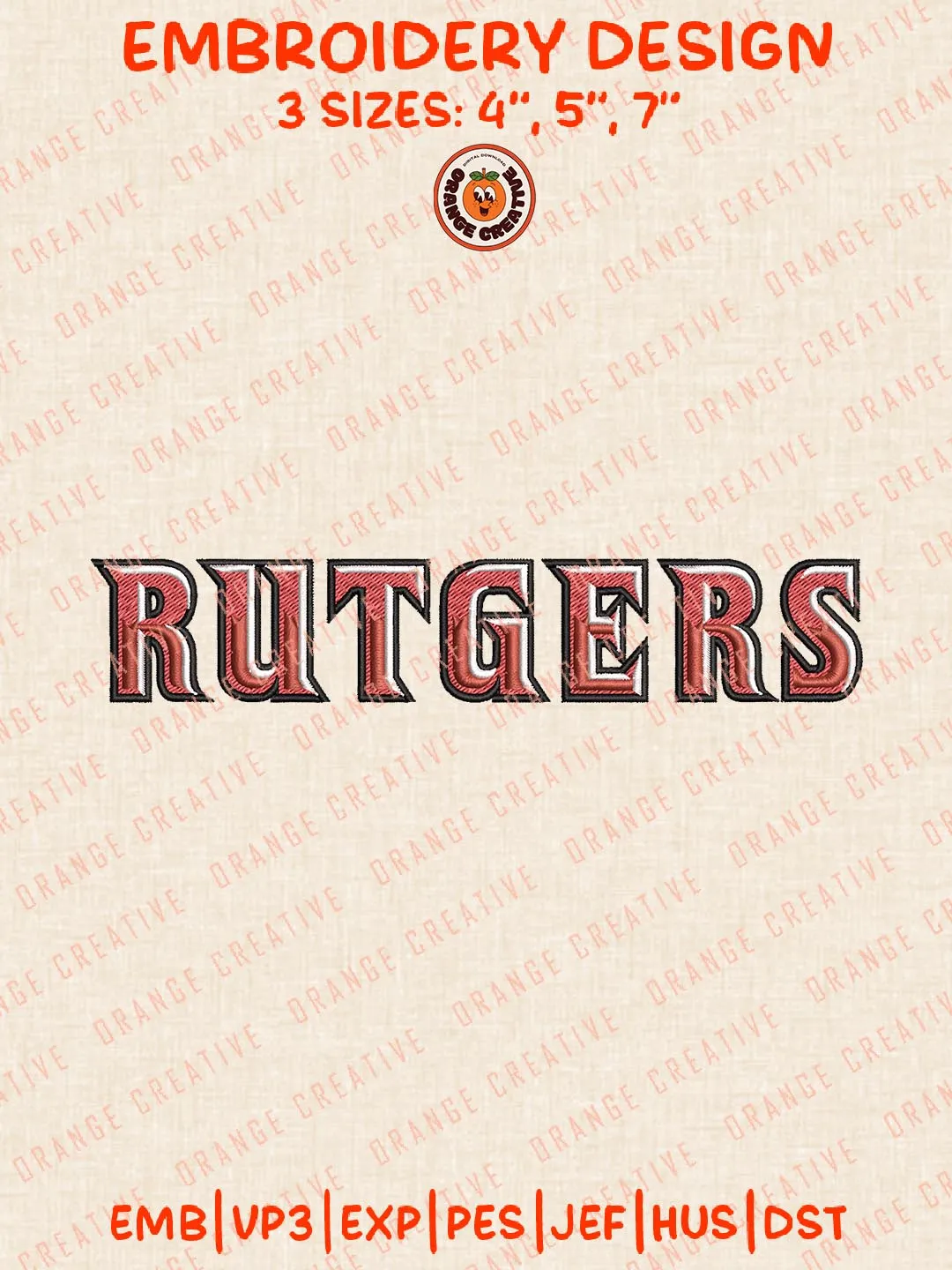 Rutgers Scarlet Knights Mascot Logo Embroidery Design Files, NCAA Logos ...