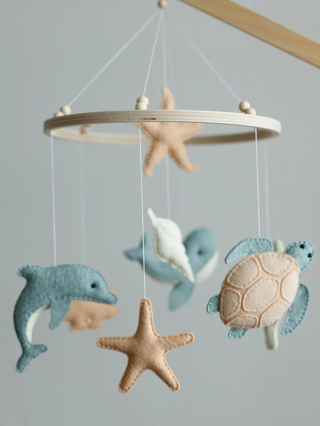 Handcrafted Whale, Turtle, Dolphin and Ocean Themed Felt Baby Mobile - Customizable Nursery Decor