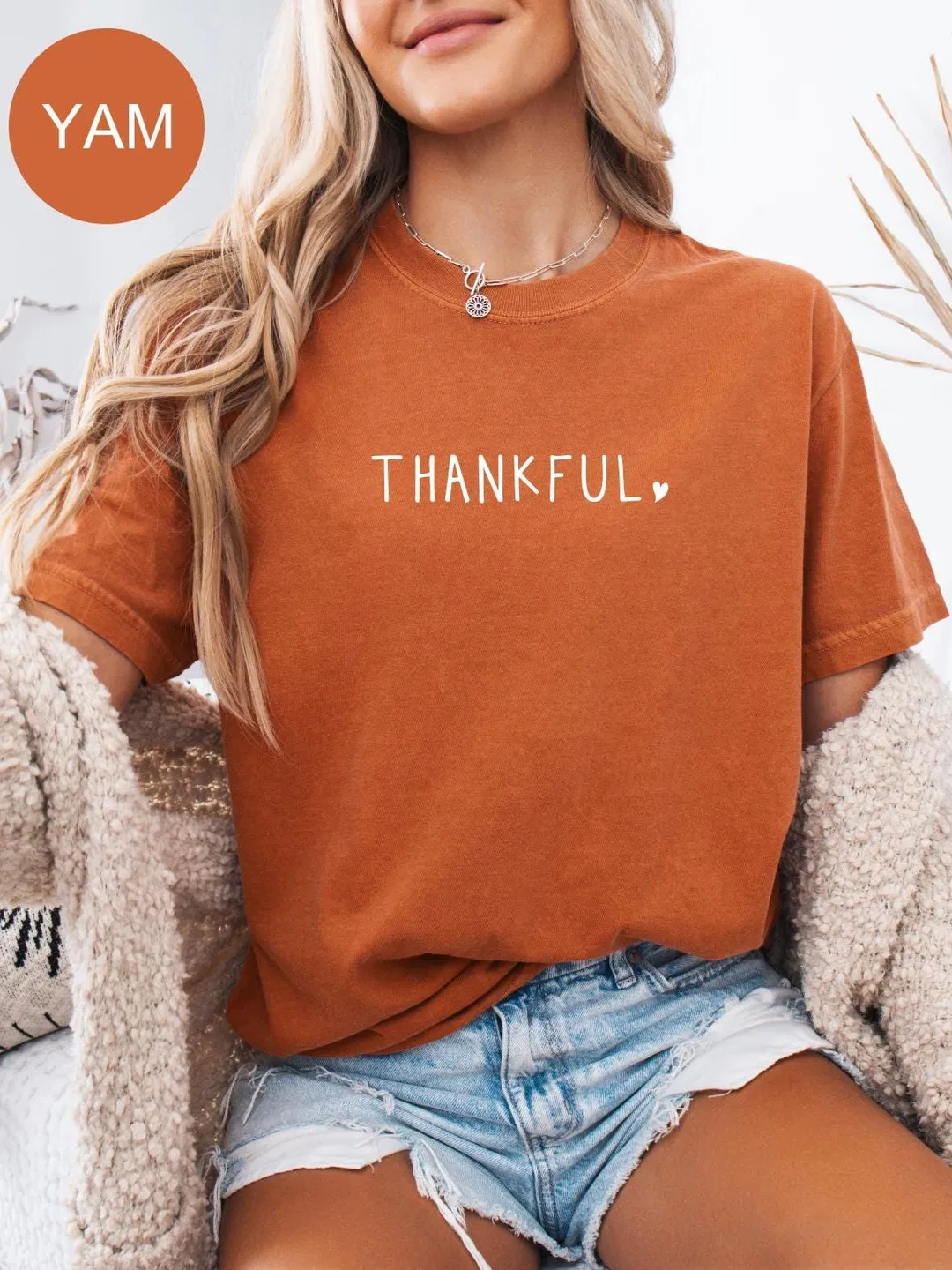 Comfort Colors® Thankful Shirt, Thanksgiving T-shirt, Cute Fall Crewneck, Fall Shirt, Religious Gift Idea, Retro Fall Season, Autumn Tees