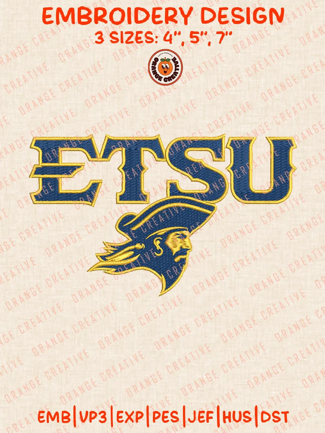ETSU Buccaneers Logo Embroidery Design, NCAA Team Embroidery Design, Machine Embroidery Design File, 4 Sizes, Digital Download
