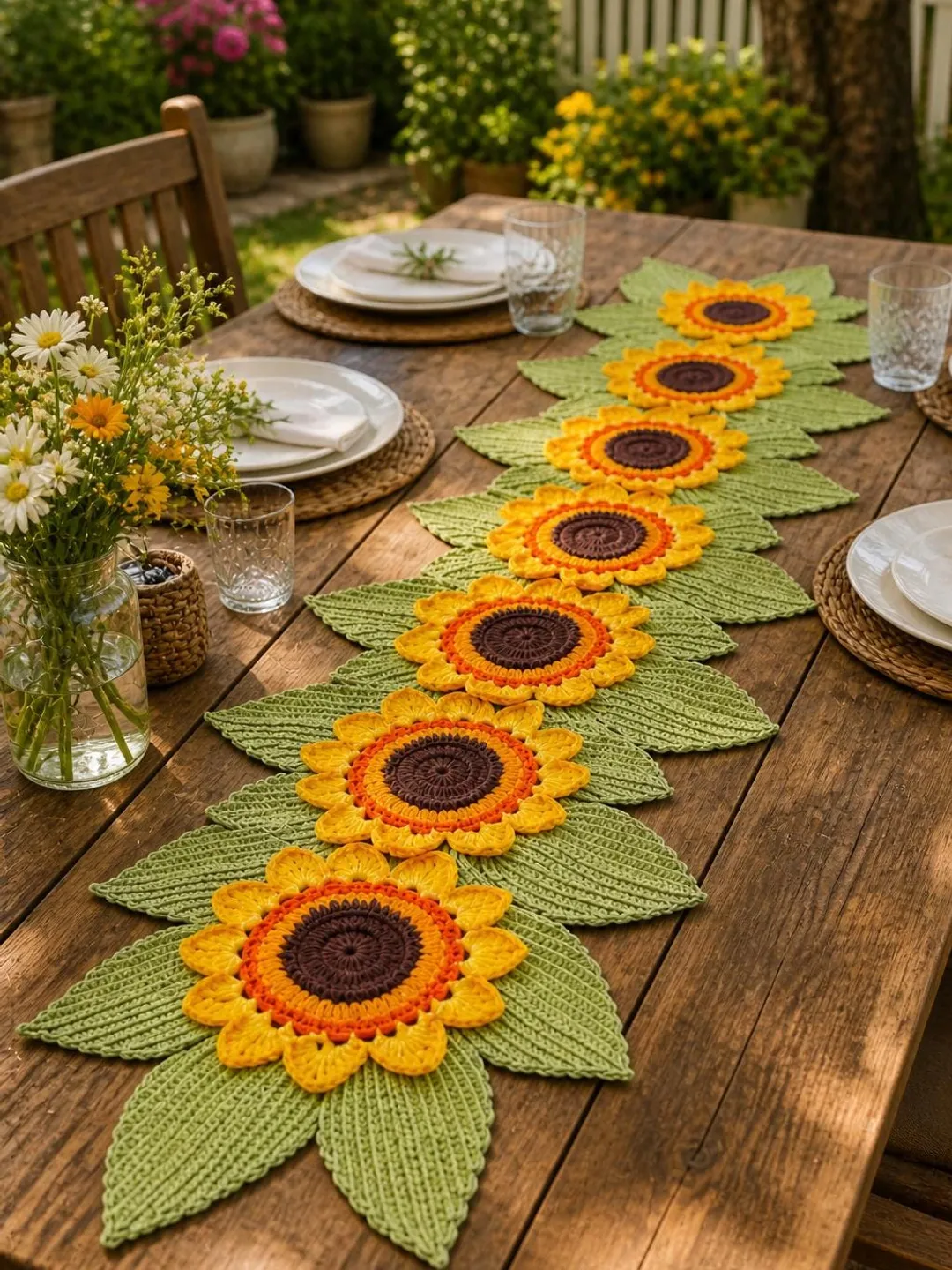 dresser runner boho Sunflower Table Handmade Crochet Size:18M Mathariel Wedding Dress Forest 35 W x 120 plus size prom gown