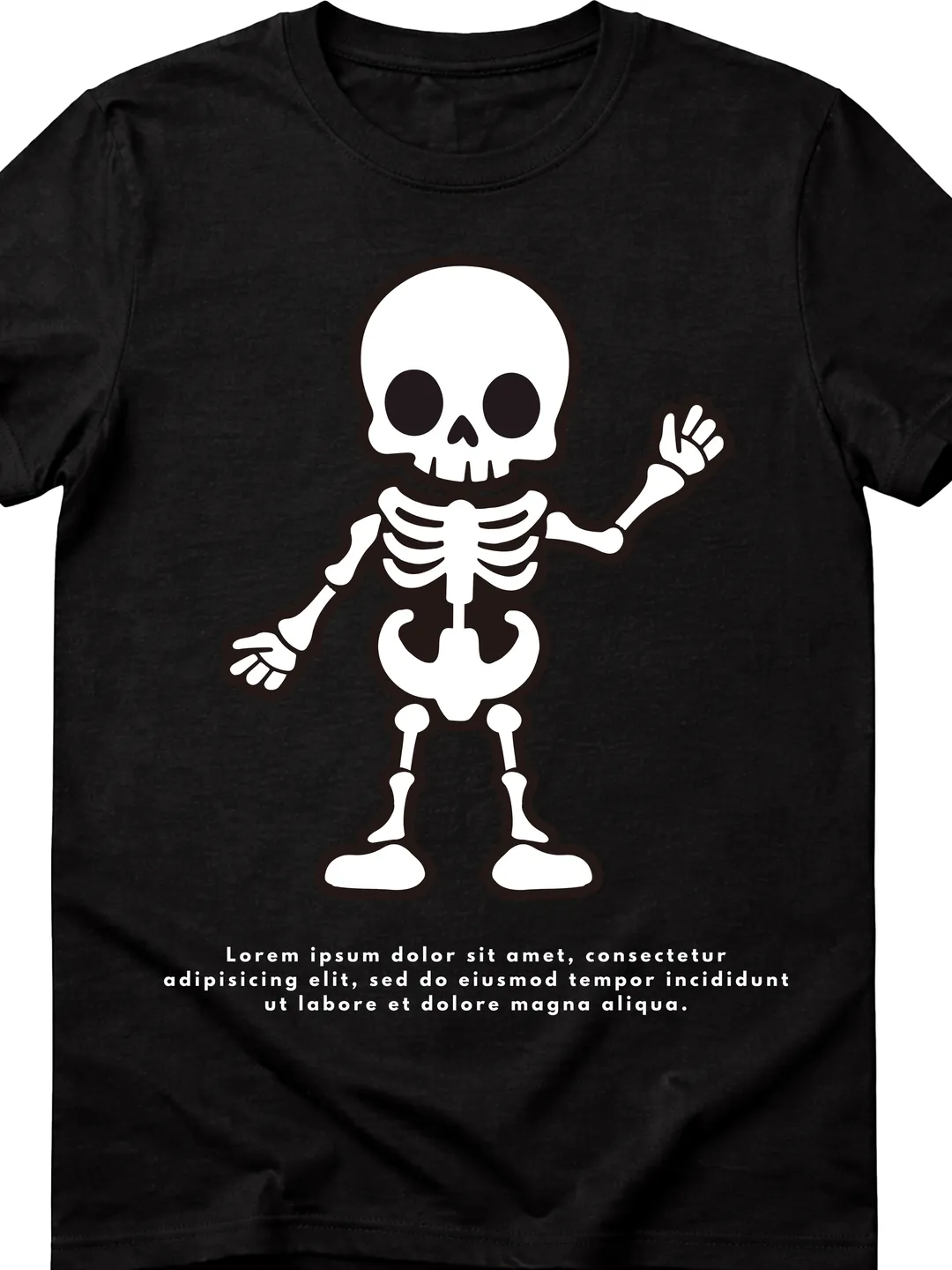 T-Shirt Design Black and White Skull Illustration Typographic T-Shirt | Gothic Graphic Tee