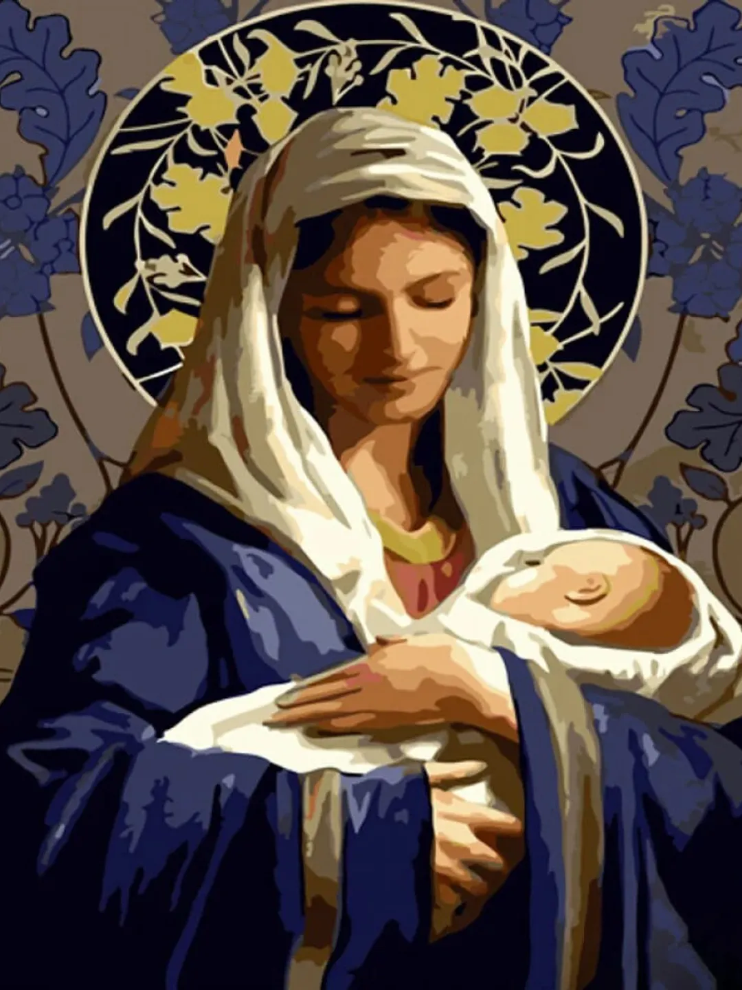 Mary with Jesus painting by numbers,Virgin Mary,nativity scene,christian painting,biblical wall art,Jesus painting,made in Ukraine,as a gift