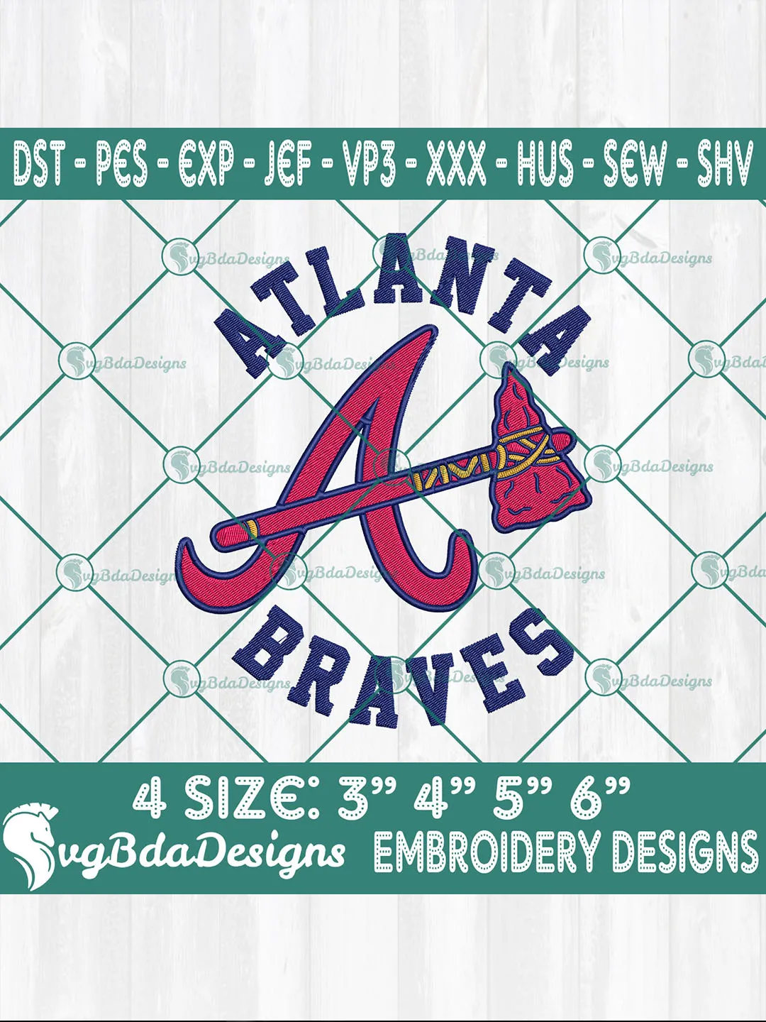 Atlanta Braves Baseball Embroidery Designs – MLB Logo Embroidered