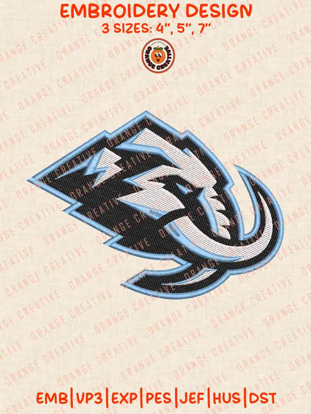 Utah Mammoth Head Mascot Logo Embroidery Files, Cute Sport Teddy Bear Embroidery Designs, NHL Hockey Team, Utah Mammoths Designs, Digital Download