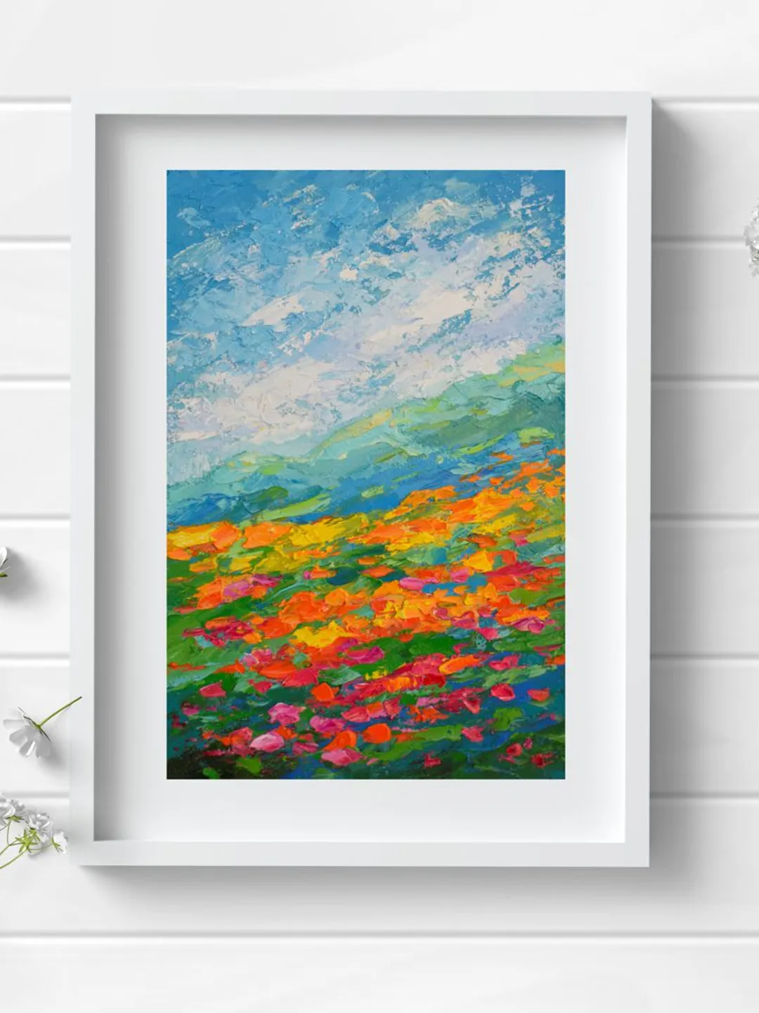 Poppy Painting Mountain Landscape Original Art 8 by 12 inch California ...