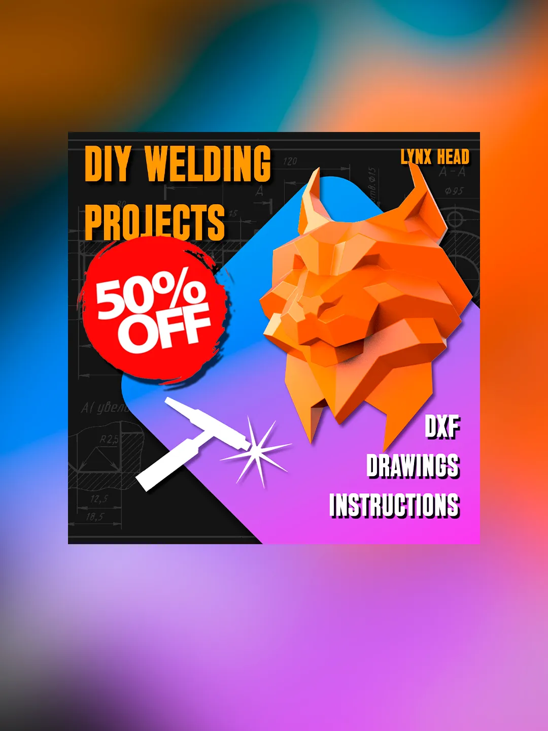 Welding Project Plans Drawings Lynx Head (DXF, PDF)
