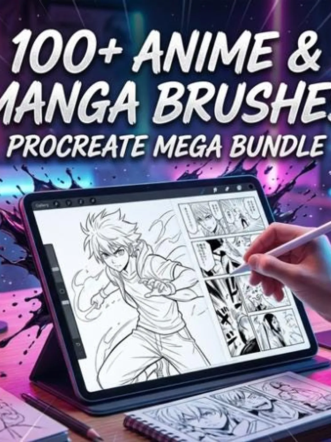 100+ Anime Manga Procreate Brushes – Digital Drawing, Sketching, Inking For Digital Artist