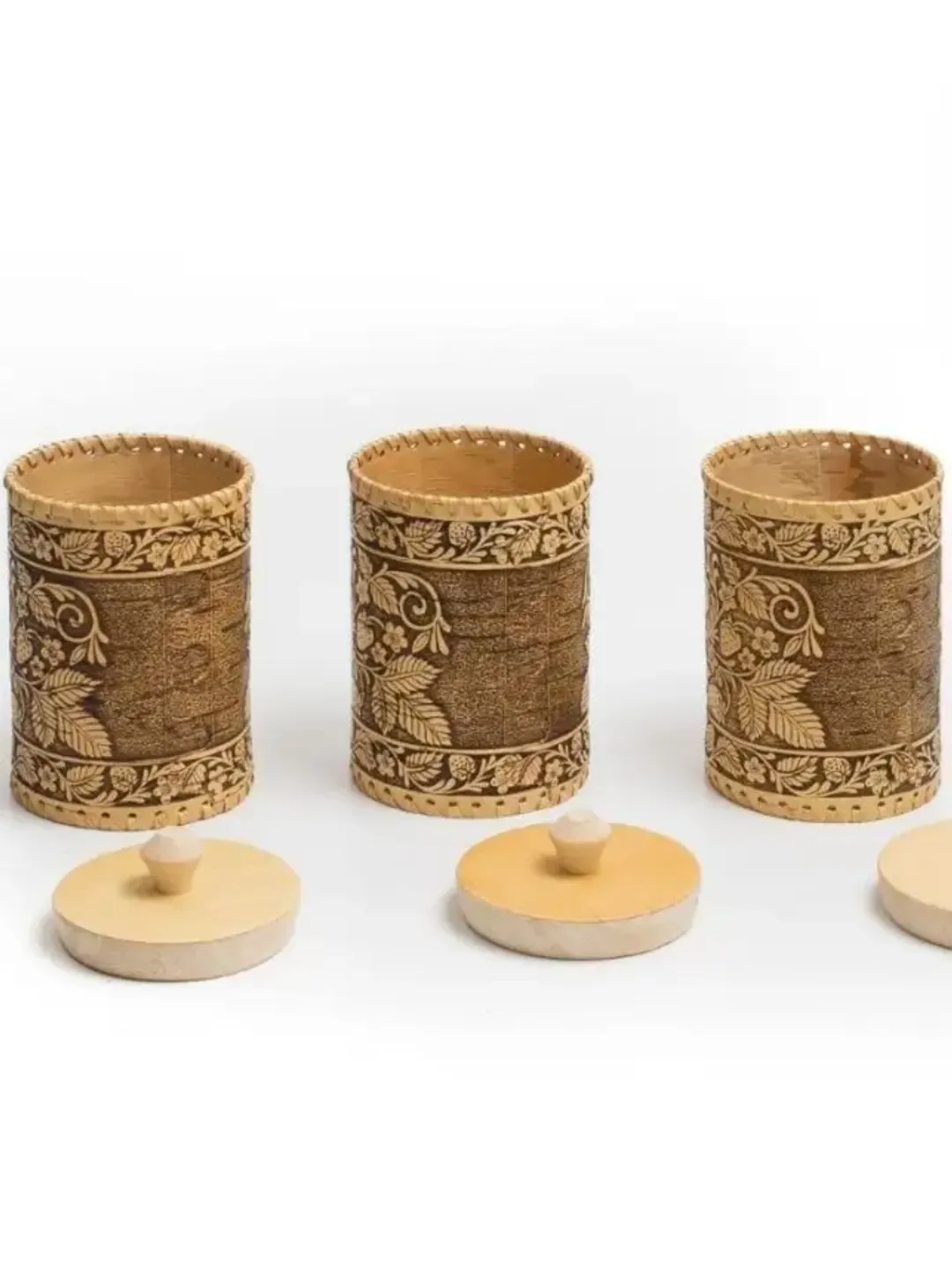 Set of wooden cans, 3 pcs.