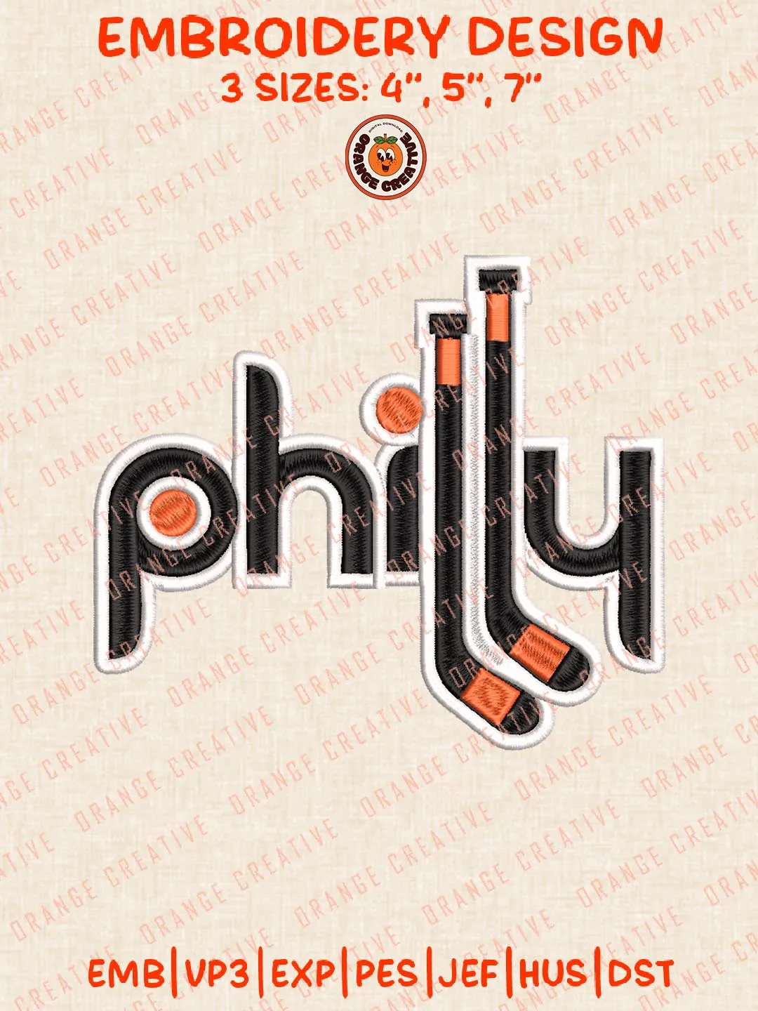NHL Philly Logos Embroidery Designs, NHL Philadelphia Flyers Team Logo Embroidery Files, Machine Embroidery Design File, 4 Sizes, Custom Size, Digital Download