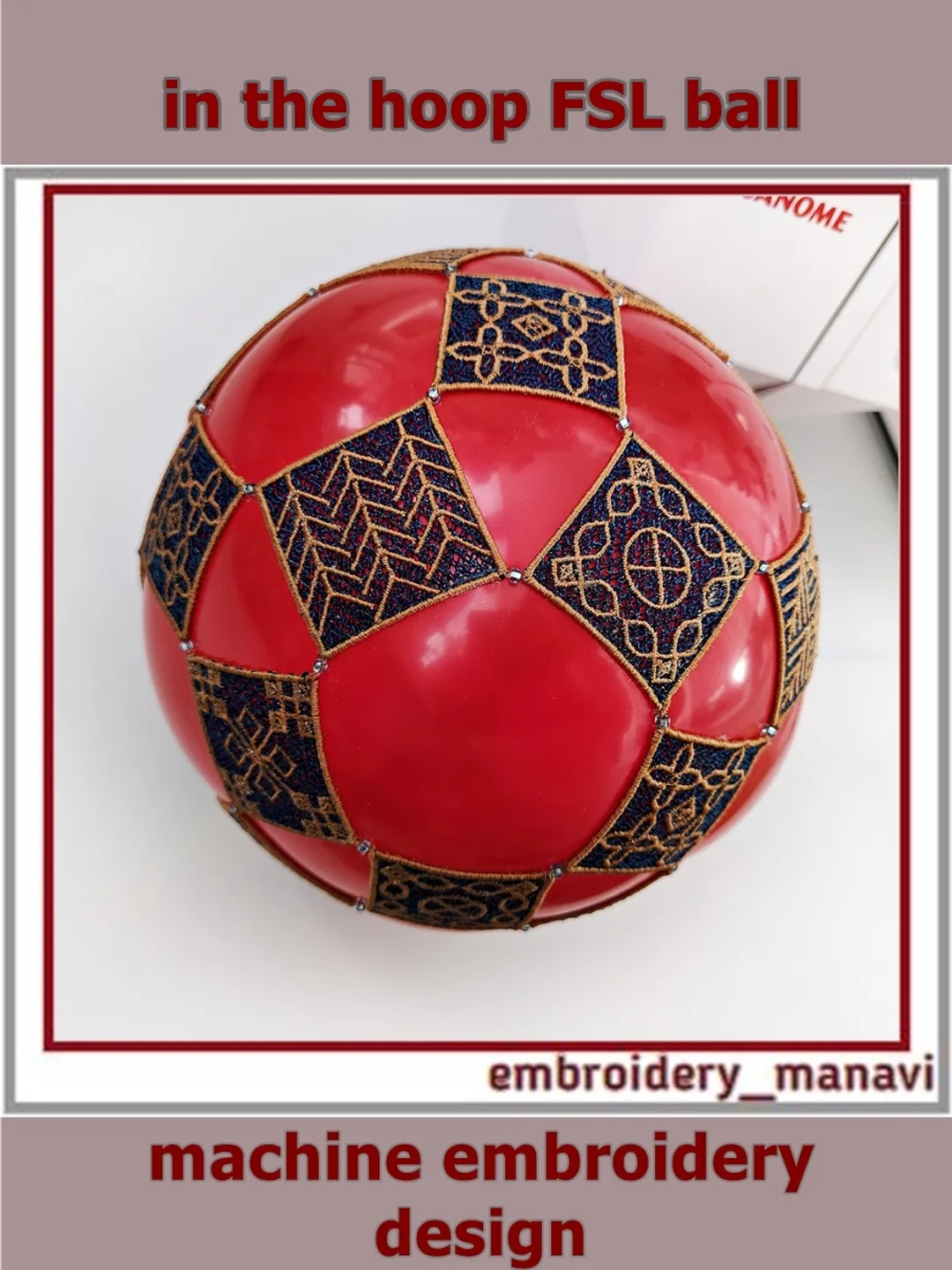 In the hoop embroidery design FSL ornament for Christmas ball by Embroidery Manavi 05