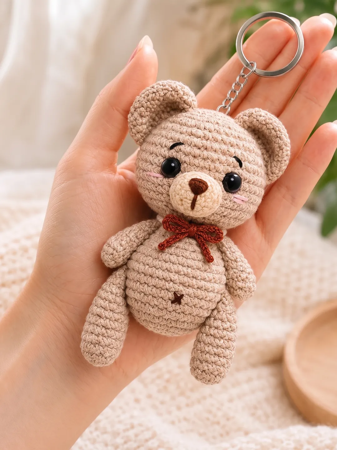 Crochet Bear Keychain Pattern | Amigurumi Teddy with Bow Tie (PDF Pattern)