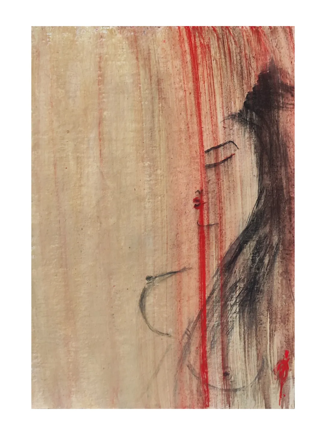 Nude woman painting Original art Wabisabi interior